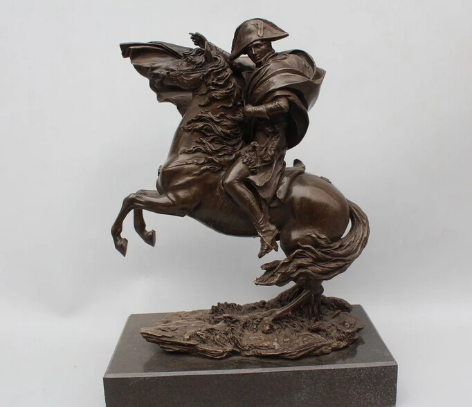 

free 12" Western classic Pure Bronze Copper Rome chevalier warrior Ride Horses Statue fast