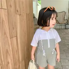 Летние комбинезоны для малышей повседневная одежда с капюшоном Детский комбинезон для девочек, боди, комбинезон для девочек, детская одежда