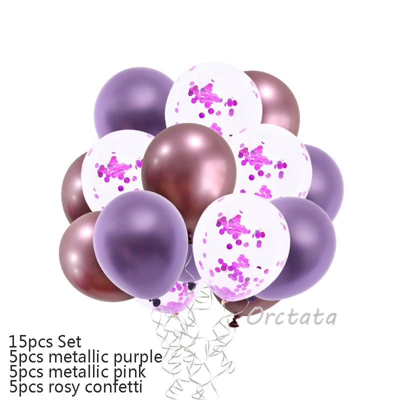 10 шт. 12 дюймов блестящие металлические перламутровые латексные шары толстые Хромированные Металлические цвета надувные воздушные шары Globos декор для дня рождения - Цвет: 15pcs Pink Purple