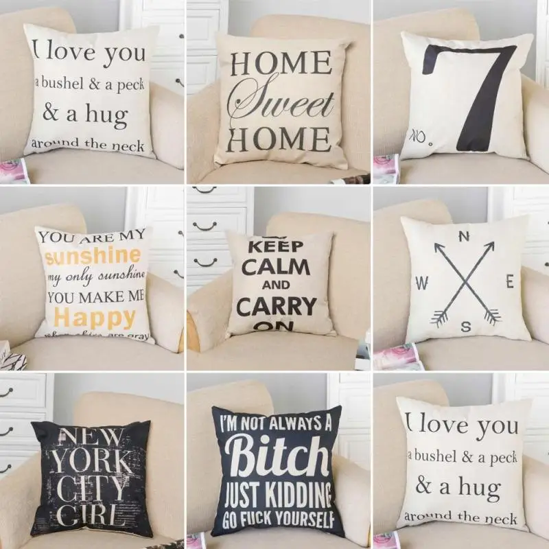 Funny Words Pillow Case Home 45x45 cm Pillows Sea Sun Sand Style