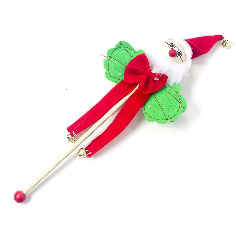 Рождественские колокольчики Праздничная детская игрушка подарок домашние украшения плюшевая декорированная кукла ручные сигнальные звонки с деревянной ручкой