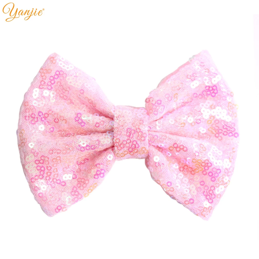 

10pcs/lot 5'' Glitter Messy Sequin Bow For Girls Hair Clips 2019 New Bling Pink Hair Bow Kids Hairgrips DIY Hair Accessories
