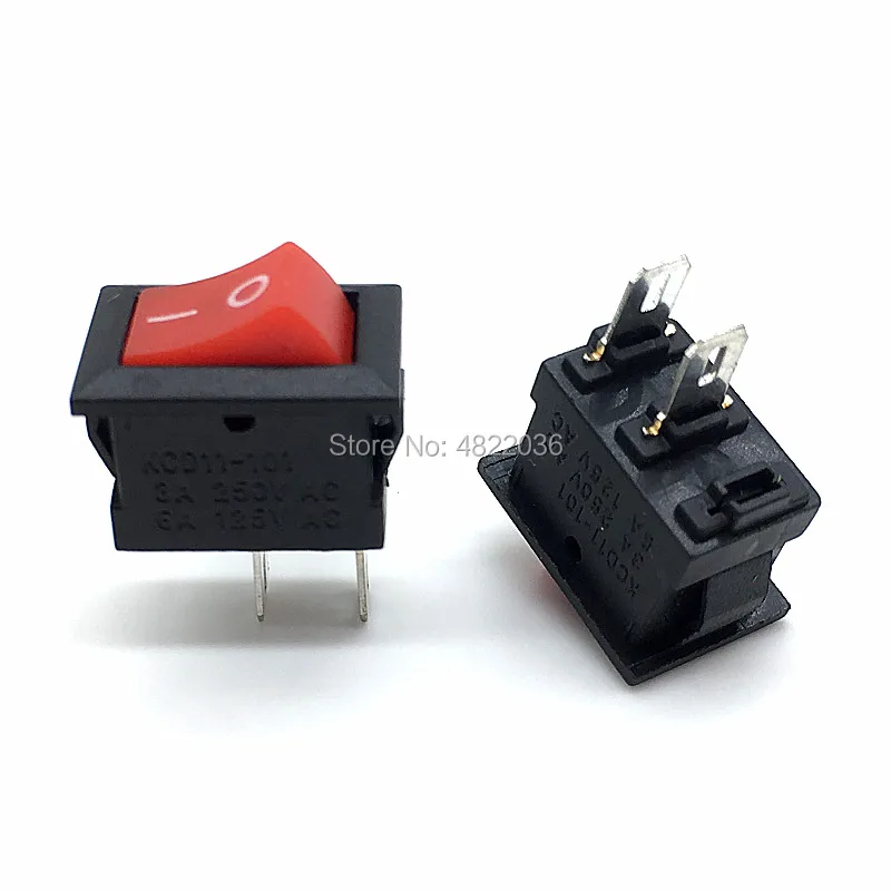 10 шт. KCD11 101 3а/250В маленький красный 10*15 мм SPST 2PIN ВКЛ/ВЫКЛ Лодка кулисный