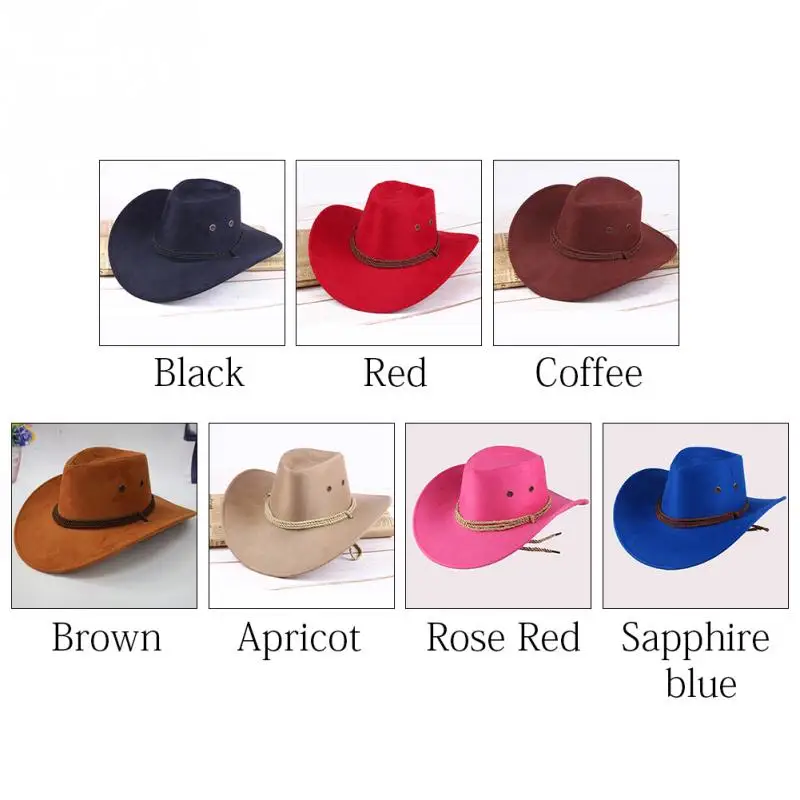 7 цветов унисекс модная широкая ковбойская шляпа в западном стиле Повседневная шляпа от солнца из искусственной кожи#1016