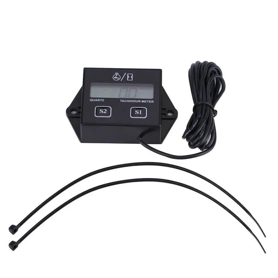 LCD Digital Tachometer Tach/Hour Meter Gauge RPM Tester for 2/4 Stroke