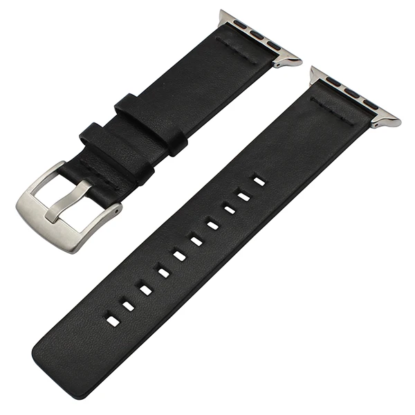 Итальянский жирный кожаный ремешок для часов iWatch Apple Watch 38 мм 40 мм 42 мм 44 мм серия 5 4 3 2 1 ремешок для часов стальной браслет с застежкой - Цвет ремешка: Black S
