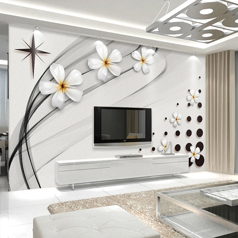 

Custom 3D Photo Wallpaper Black And White Fashion Flower Stereoscopic Relief TV Background Decor Wall Painting Mural Wallpapers