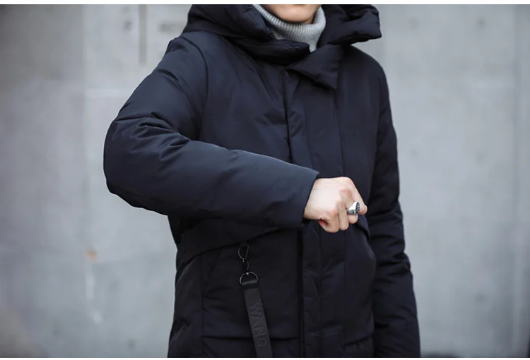 Зимняя куртка мужская длинная парка куртка Толстая шляпа парка пальто Мужская теплая однотонная ветрозащитная куртка высокого качества черный большой размер 4XL