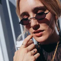 Trending Sunglasses Women Brand Designer Small Oval Rerto Sun Glasses For Women Lady Shades Mirror Steampunk Vintage Goggles 2
