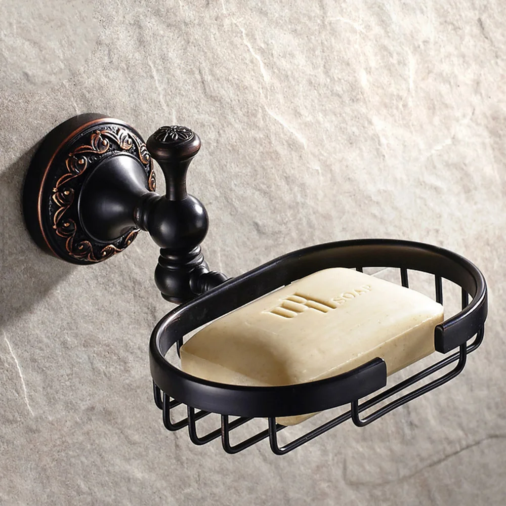 

European style copper soap box Soap dish Soap box Black soap holder Soap net Antique shelf lo816224