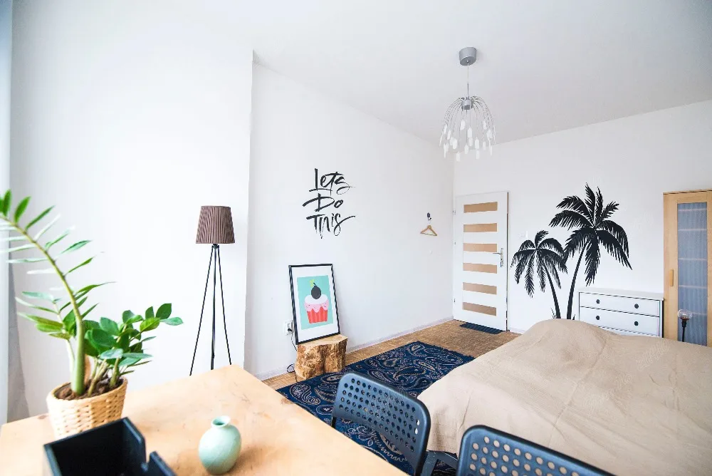 أشجار النخيل الظلية سيرفر تصفح موجة المحيط موجة المياه السباحة شاطئ الصيف الجدار ملصق للإزالة الفينيل الفن الجدار ملصق b231