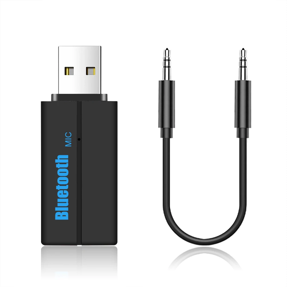 KEBIDU USB Bluetooth беспроводной приемник AUX 3,5 мм Bluetooth адаптер ключ аудио домашний динамик v4.2 рецептор для автомобиля Поддержка TF - Цвет: Черный