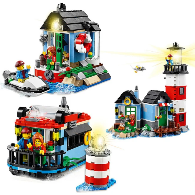  Architecture series the lighthouse hut 3in1 Building Blocks Compatible with Legoing educational toys for children gift