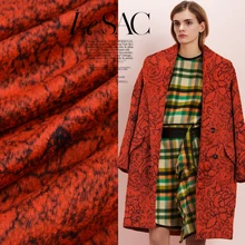 Шерсть; жаккард; ткань; плащ-ветровка; сезон осень-зима; Высокая мода; изготовленная на заказ шерстяная ткань; оранжевая шерстяная ткань