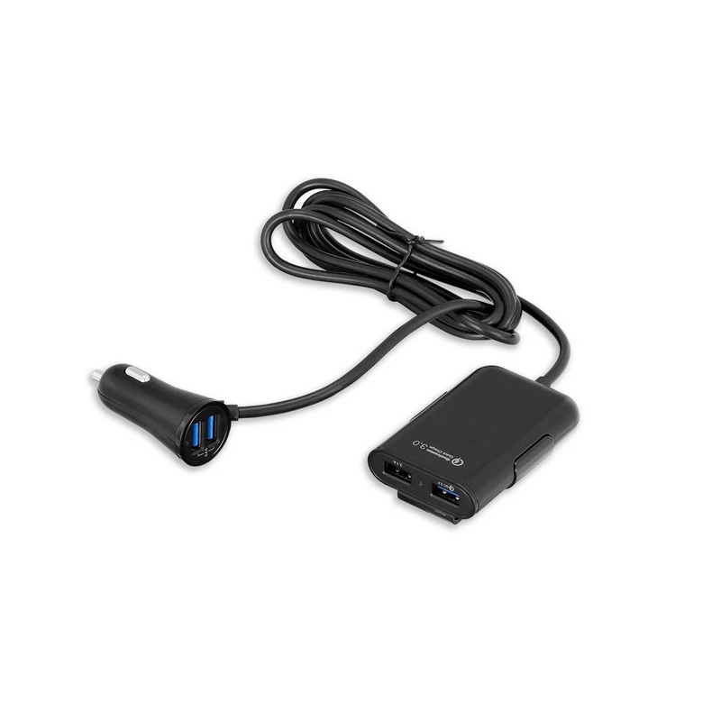 جديد 4 ميناء USB QC 3.0 شاحن سيارة ل الجبهة المقعد الخلفي مع تمديد كابل لسامسونج S7/S7 حافة اتش تي سي ون A9 ال جي G5 Xiaomi 5