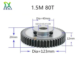 

1.5M 80T 1.5 mod gear rack 80teeth width 12mm quenched Spur Gear pinion bore 10-20mm spur gear precision 45steel cnc pinion