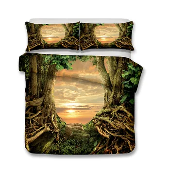 

3D Bedding Set tree Print Duvet Cover Set Lifelike Bedclothes with Pillowcase Bed Set Home Textiles