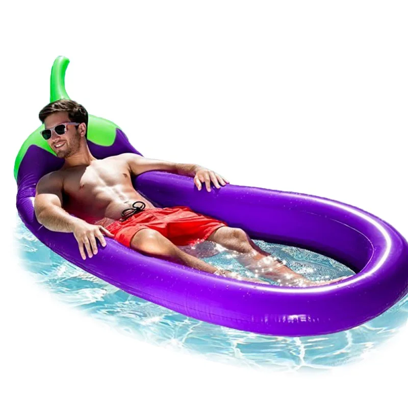 Большой размер гигантский Баклажан надувная плавающая кровать аттракционы бассейн плоты взрослые дети лето водные игрушки