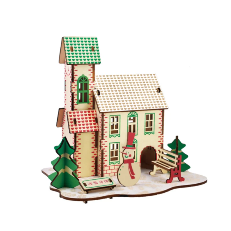 

DIY Model toys 3D Wooden Puzzle a wonderful house of ice and snow Wooden Kits Puzzle Game Assembling Toys Gift for Kids P14
