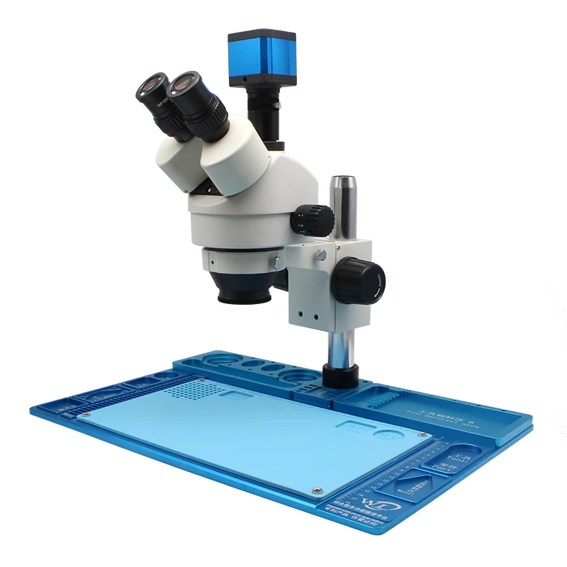 

14.0MP Microscope Camera 7-45X Continuous Zoom Trinocular Stereo Microscope with Phone Base Maintenance Platform Repair Tool