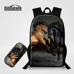 Dispalang 2 шт./компл. Для женщин рюкзак Карандаш сумка коричневая лошадь Печать Дети рюкзак мальчиков модные школьные сумки рюкзак Mochilas