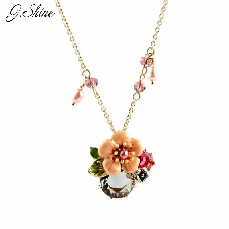 

High Quality Brand Design Enamel Flowers Turkey Jewelry Hot Bohemia Beach Long Pendant Necklace Enamel Floral Chain Necklace