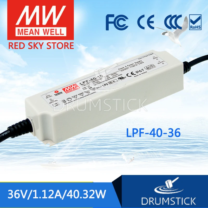 Hot sale MEAN WELL LPF-40-36 36V 1.12A meanwell LPF-40 36V 40.32W Single Output LED Switching Power Supply Hot sale MEAN WELL LPF-40-36 36V 1.12A meanwell LPF-40 36V 40.32W Single Output LED Switching Power Supply