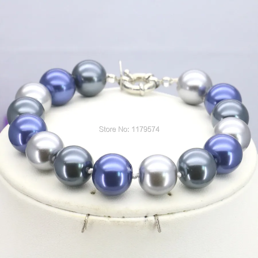

10mm Accessories Blue White Silver Glass Pearl Beads Bracelet Jewelry Making Design Christmas Gifts Girls