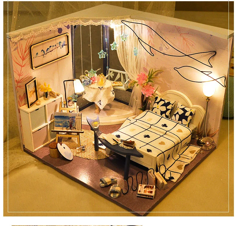 Кукольный дом деревянные игрушки мебель Diy миниатюрный дом собрать Miniaturas кукольный домик Головоломка Развивающие игрушки для детей подарок