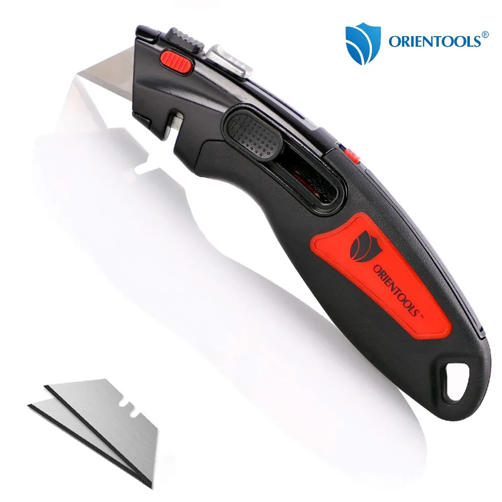 

ORIENTOOLS Utility Knife Sliding Blade Knife Box Cutter Auto Retractable Heavy Duty Office Home Crafts Cutting Boxes Cartons