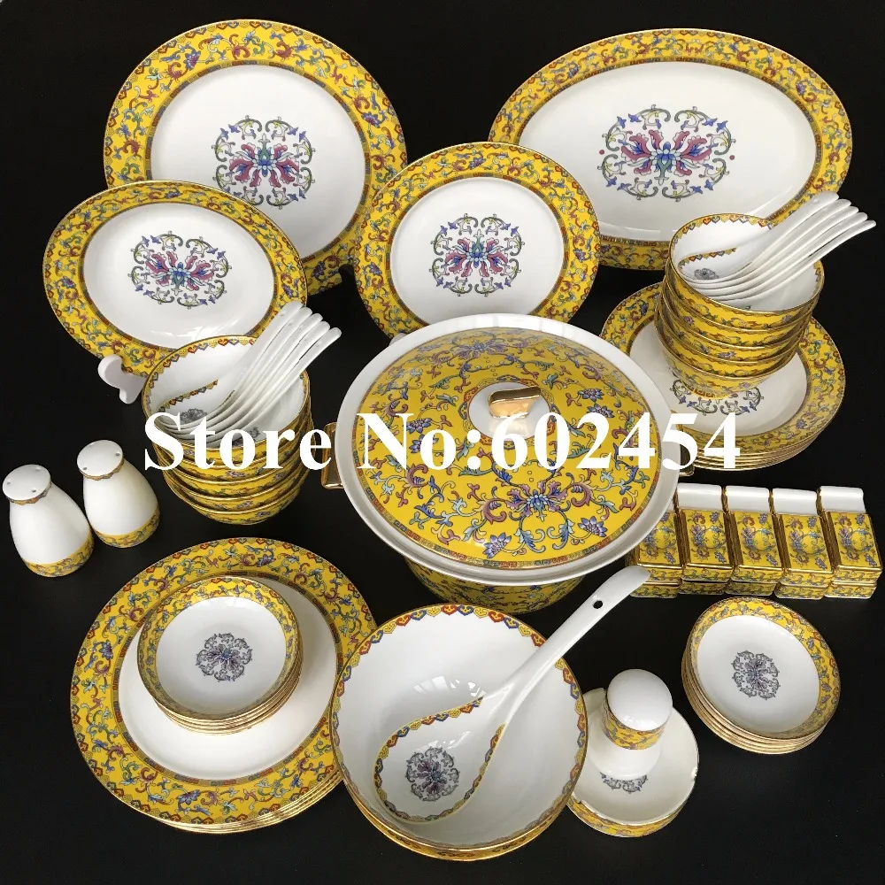 Buy Enamel color porcelain tableware set 60 pcs