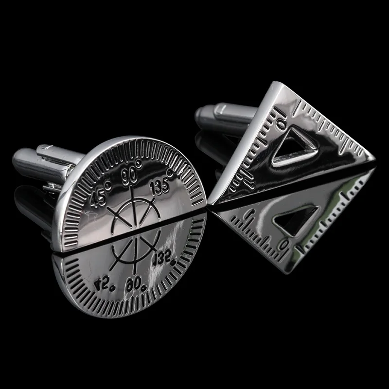 High Quality Silvery Protractor&triangle Rule Mix Cufflinks For Mens