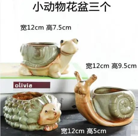

Zakka Vintage Mini Ceramic Animals Flowerpots Mini Tortoise Vases for Home Decoration Succulent Plants Flower Pot Hanging Basket