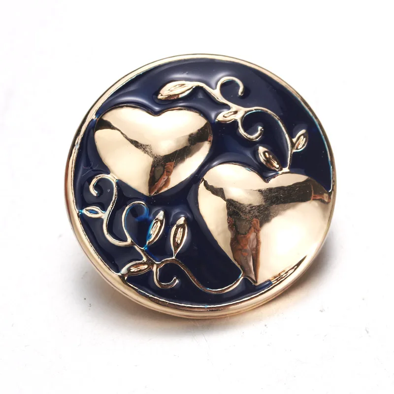 

10pcs/lot Heart Gold Snap Button Jewelry Mixed Colors Ginger Metal 18mm Snap Buttons fit Snap Bracelet Bangles 011506