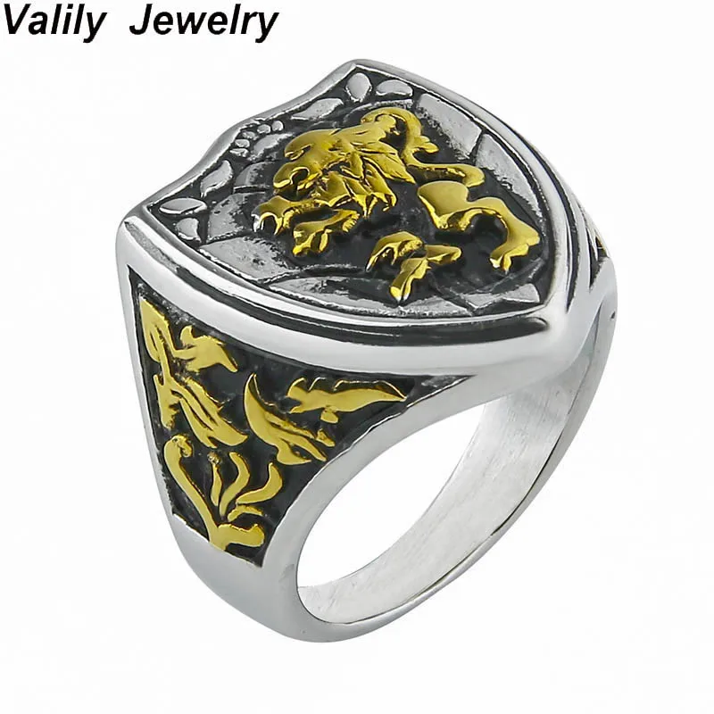 buy Valily Jewelry Gold Color Retro Vintage Lion Ring Unique Royal King Animal ring ,stainless steel fashion finger ring for men