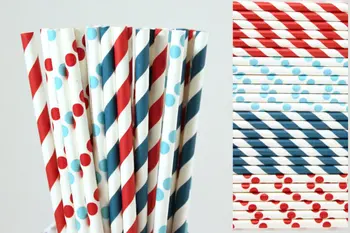 

Free Shipping 200pcs Paper Straw Mix Red Aqua Teal Striped Polka Dot Straws Baby Shower Party Straw Mason Jar Drinking Straw