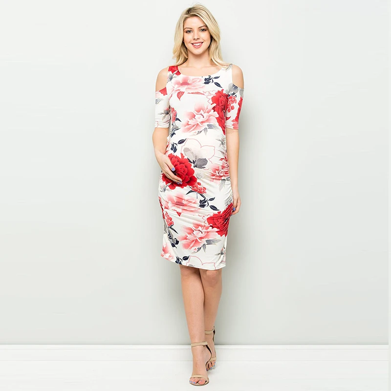 maternity dress-print maternity dress-pregnancy dress front AS1754