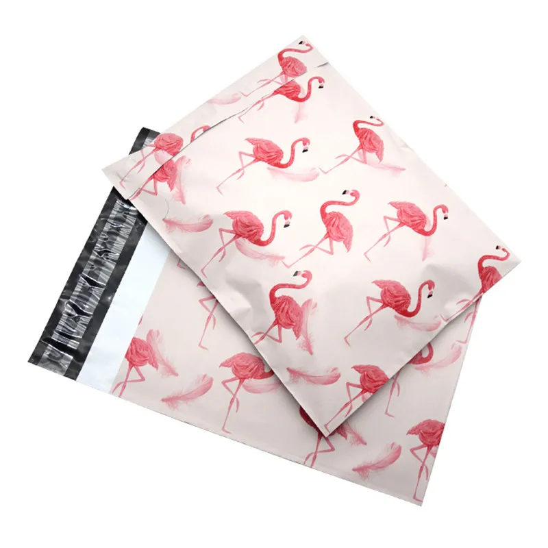 

500Pcs/lot Flamingo pattern Plastic Post Mail Bags Poly Mailer Self Sealing Mailer Packaging Envelope Courier express bag