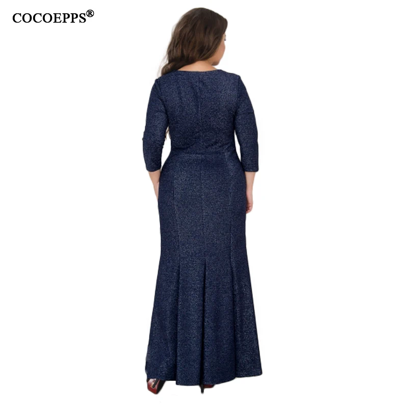 5XL 6XL 2018 Big Size Mermaid Evening Party Long Dress Plus Size Autumn Witer maxi Dress Large Size Elegant women Dress blue 5XL 6XL 2018 Big Size Mermaid Evening Party Long Dress Plus Size Autumn Witer maxi Dress Large Size Elegant women Dress blue