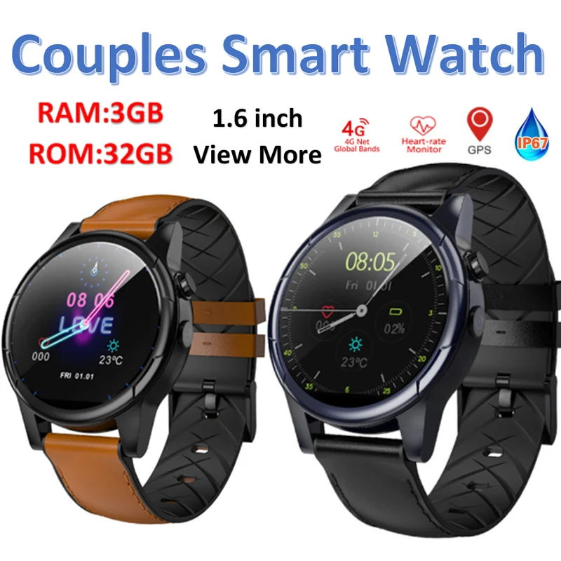Couples smart watch RAM 3GB ROM 32GB IP67 waterproof GPS