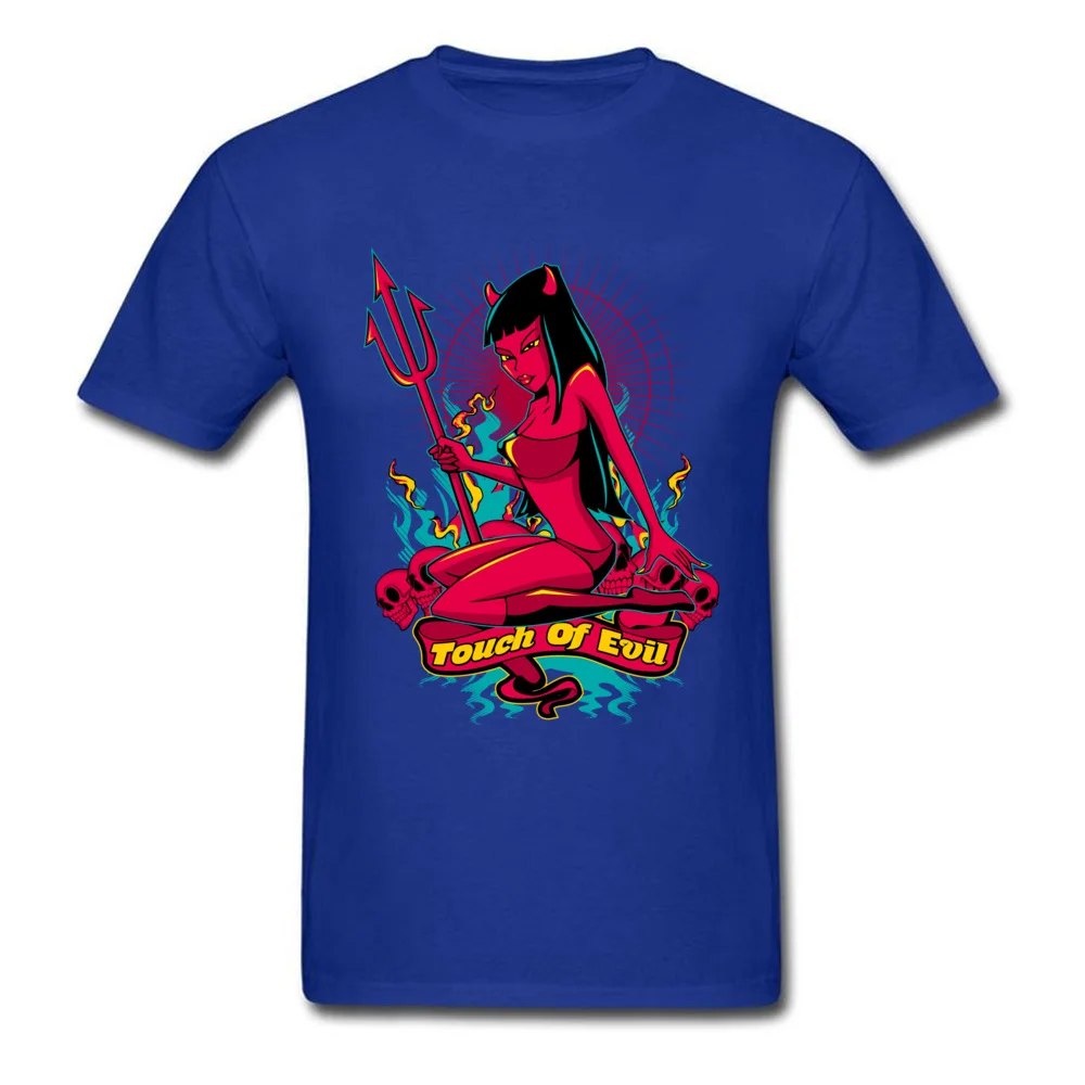 Personalized T-Shirt Gift Short Sleeve Rife Round Collar All Cotton Tops Shirts Casual Tee-Shirts for Boys VALENTINE DAY Devil Pin Up Girl Touch of evil blue