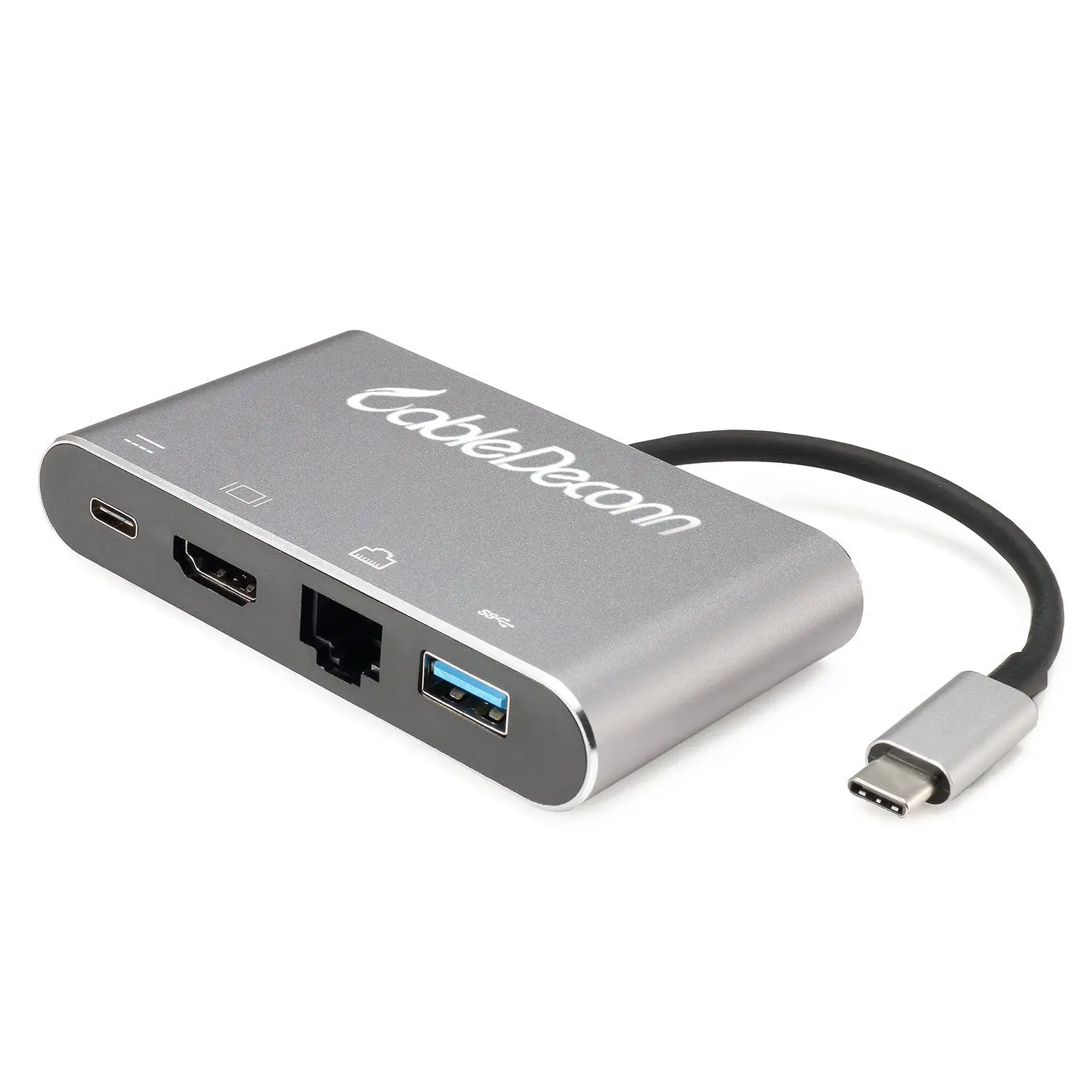 

CableDeconn Thunderbolt 3 USB Type-c hub HDMI Gigabit Ethernet RJ45 USB3.0 USB C Charging 4in1 Adapter Cable Converter for 201