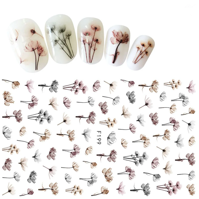 

1 Sheet Elegant Flower Designs Sticker Ultrathin Adhesive Craft 3D Nail Art Decal For Women Nails Beauty DIY Manicure Decoration