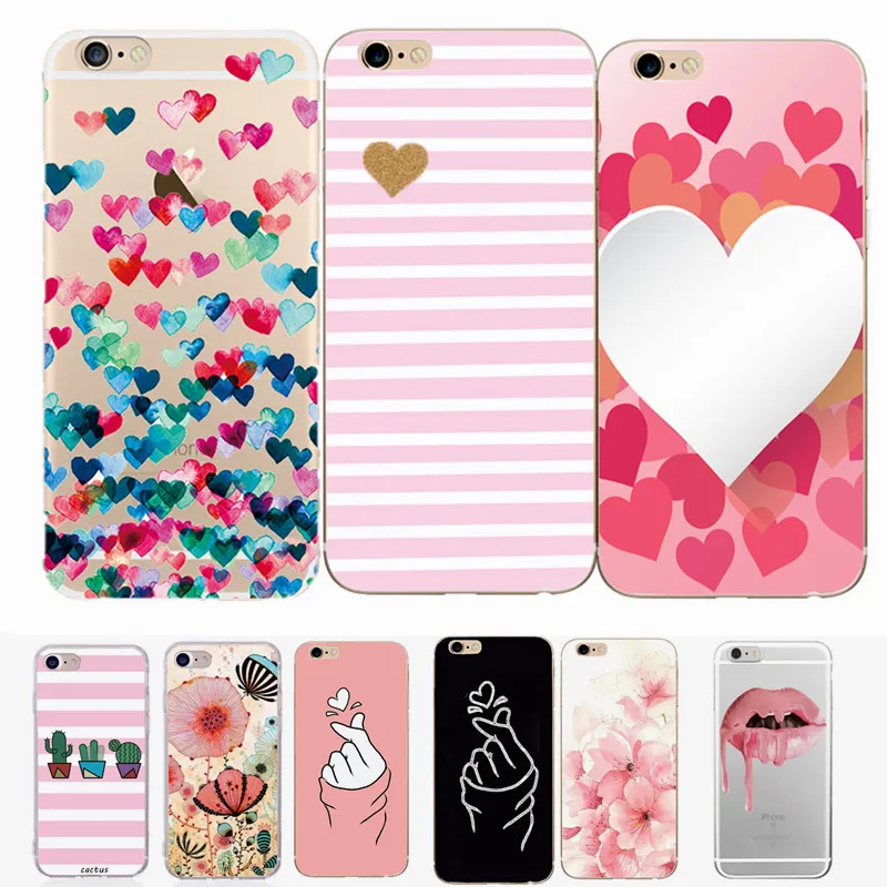 

Phone Case For iPhone XS XR XS Max 5 5S SE 6 6S 7 8 Plus X Fashion Cartoon Soft TPU Love Heart Phone Back Cover Cases