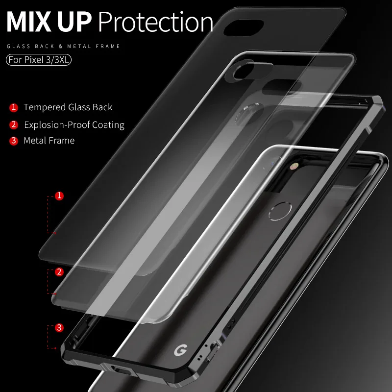 Роскошный металлический Прозрачный чехол для Google Pixel 3 XL 3XL алюминиевая рамка твердая прозрачная стеклянная крышка для Google Pixel 3 Case Pixel3