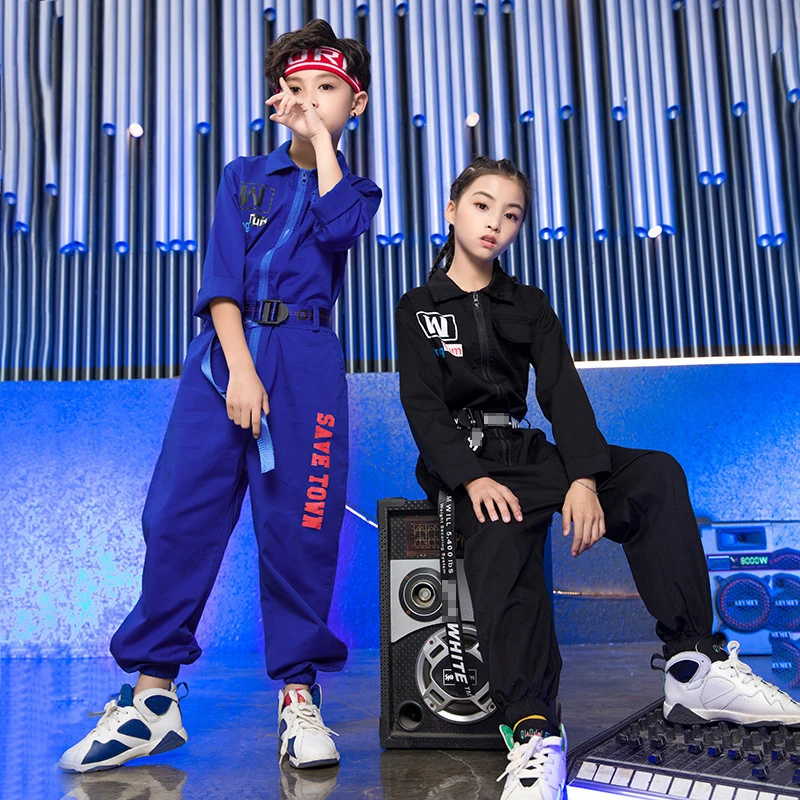 

Popular Kids Hip Hop Costume Children Modern Dancing Rompers Jazz Rave Outfit Street Dance Practice Clothes 3 Colors DC1093