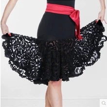 Новое поступление, костюм для латинских танцев, Сексуальная кружевная юбка с цветами для латинских танцев для женщин, черная юбка для латинских танцев