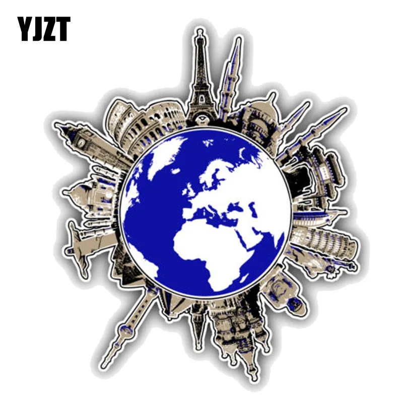 

YJZT 11.1CM*13CM World Travel Monument Around the World PVC Motorcycle Car Sticker 11-00457