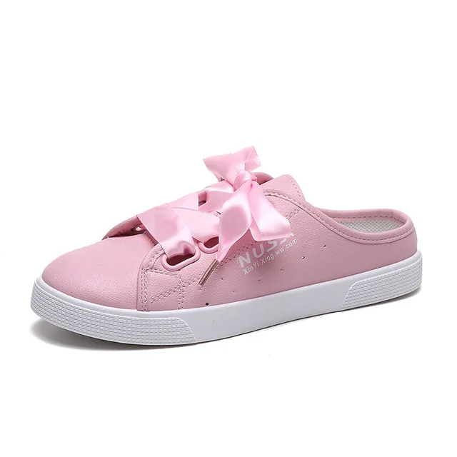 

2019 New Semi-slipper White Shoes Women ins Super Flashboard Shoes Korean Version Baitao Summer Canvas Board Shoes Wholesale