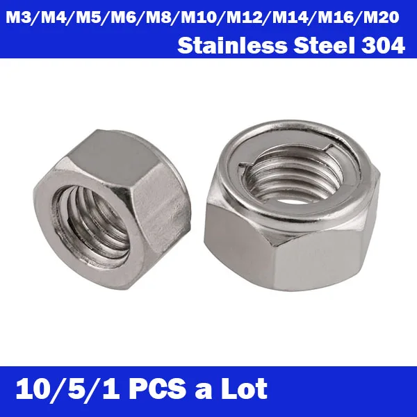 

Free shipping 10Pcs a lot M3 M4 M5 M6 M8 M10 DIN980 304 Stainless Steel Prevaillng Rorque Type, metal lock nuts